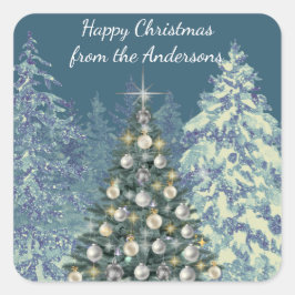 Pegatina Cuadrada Christmas Stickers - Winter Wonderland Chic Design