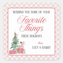 Pegatina Cuadrada Christmas Tree Angel Favorite Things