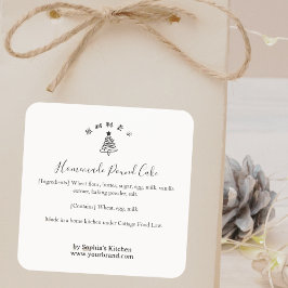 Pegatina Cuadrada Christmas Tree Minimalist Bakery Ingredient Label