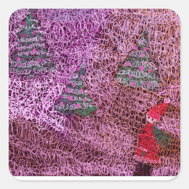 Pegatina Cuadrada Christmas trees (Anverso)
