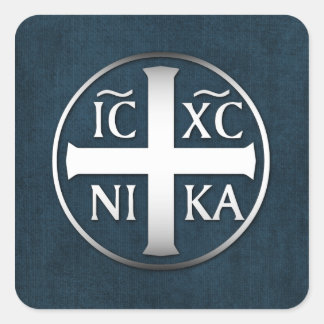Pegatina Cuadrada Christograma ICXC NIKA Jesús conquista