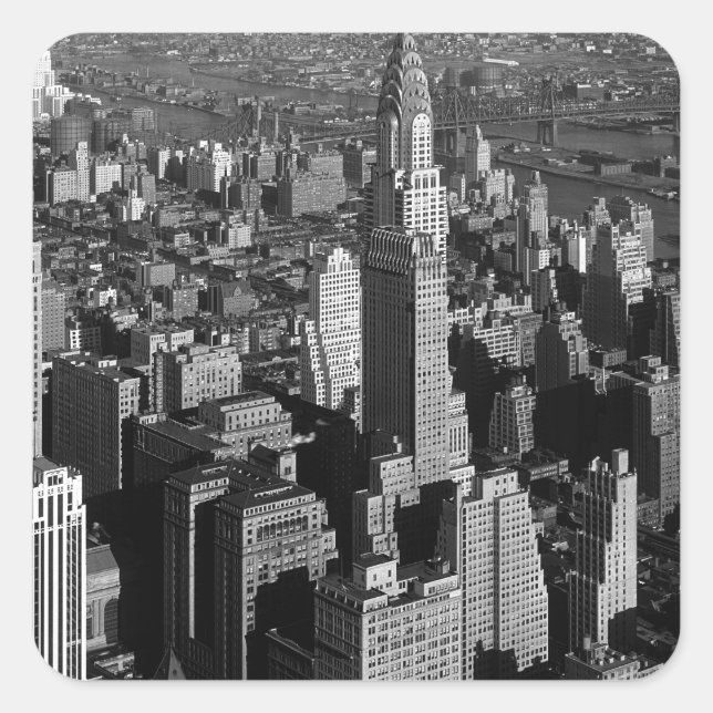 Pegatina Cuadrada Chrysler Building New York Manhattan (Anverso)