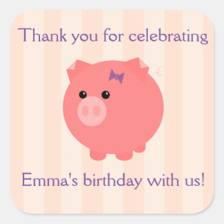 Pegatina Cuadrada Chubby Pig con Pegatinas de bandas PInk