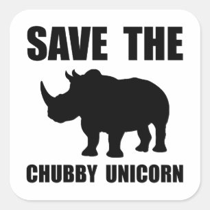 Pegatina Cuadrada Chubby Unicorn Rhino