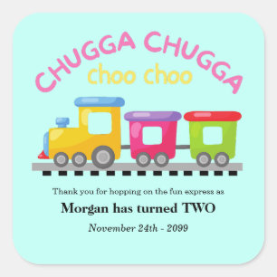 Pegatina Cuadrada Chugga Choo Tren Personalizado Temático Segundo Cu