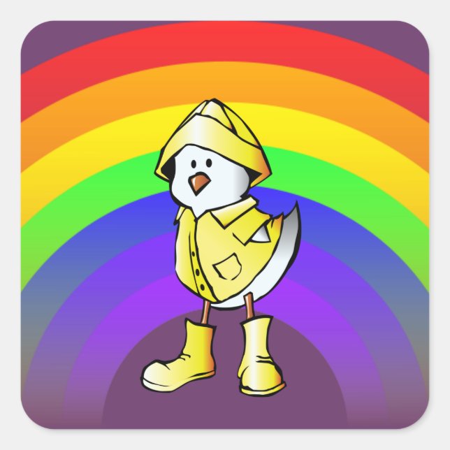 Pegatina Cuadrada chuleta arco iris (Anverso)