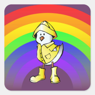 Pegatina Cuadrada chuleta arco iris