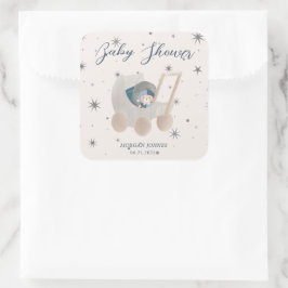 Pegatina Cuadrada Chupete Celestial Oso Cumple Mes