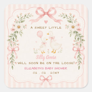 Pegatina Cuadrada Chupete Floral Silly Goose Girl Baby Shower