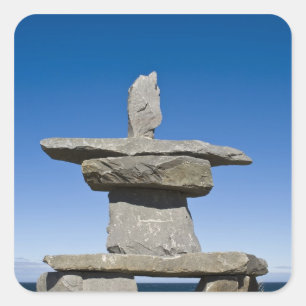 Pegatina Cuadrada Churchill, Manitoba. Inukshuk