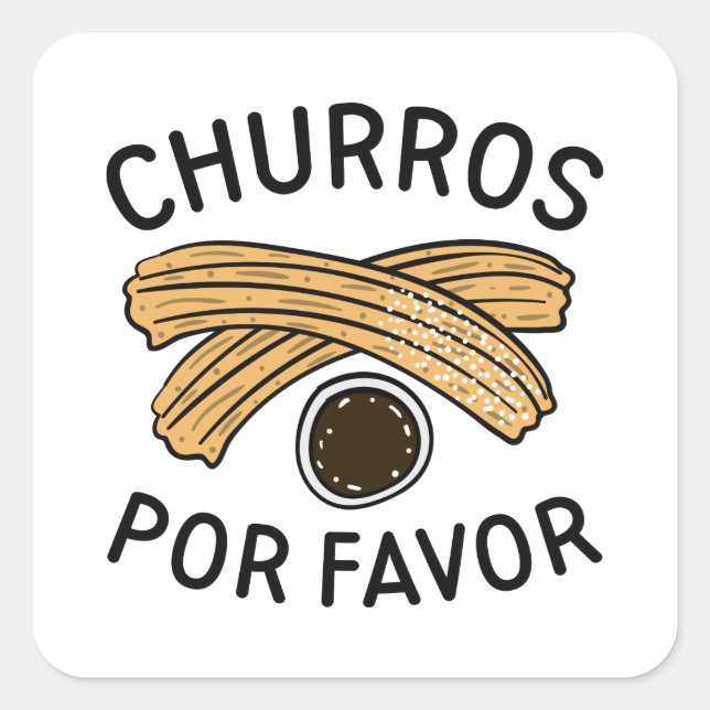 Pegatina Cuadrada Churros por favor (Anverso)