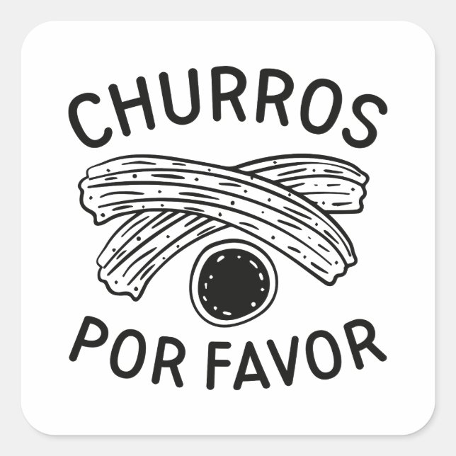 Pegatina Cuadrada Churros por favor (Anverso)