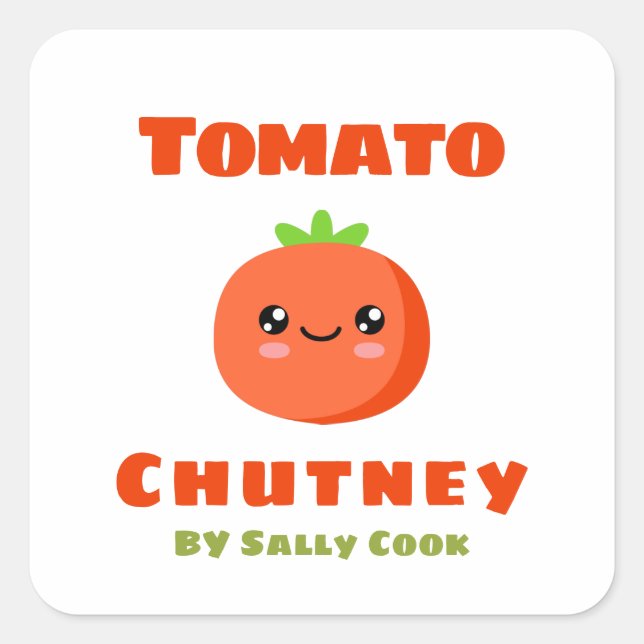 Pegatina Cuadrada Chutney de tomate (Anverso)