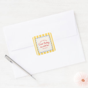 Pegatina Cuadrada Ciao Baby Baby Shower Personalizado italiano rayad