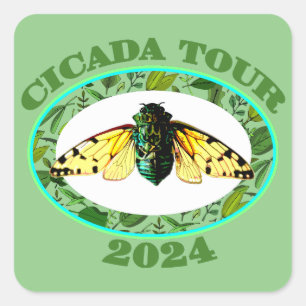 Pegatina Cuadrada Cicada Tour 2024 Insect Lover Broods XIII y XIX