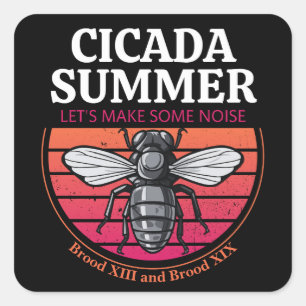 Pegatina Cuadrada Cicada Verano Mejor Regalo a Cicada Entusiast