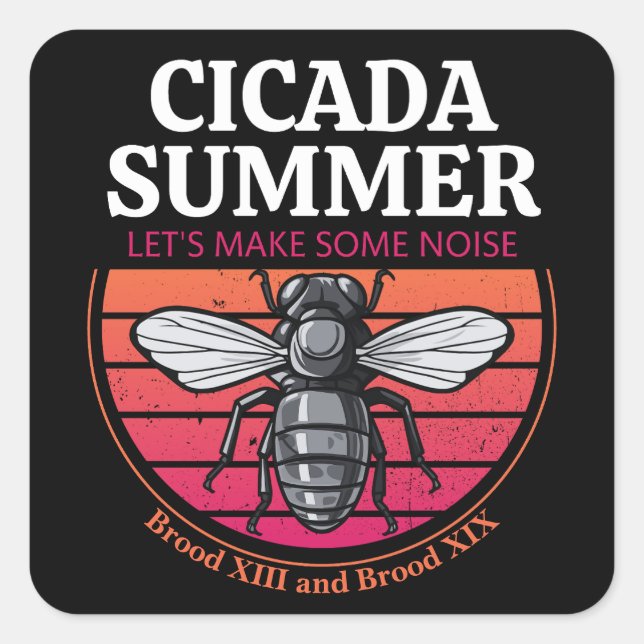 Pegatina Cuadrada Cicada Verano Mejor Regalo a Cicada Entusiast (Anverso)