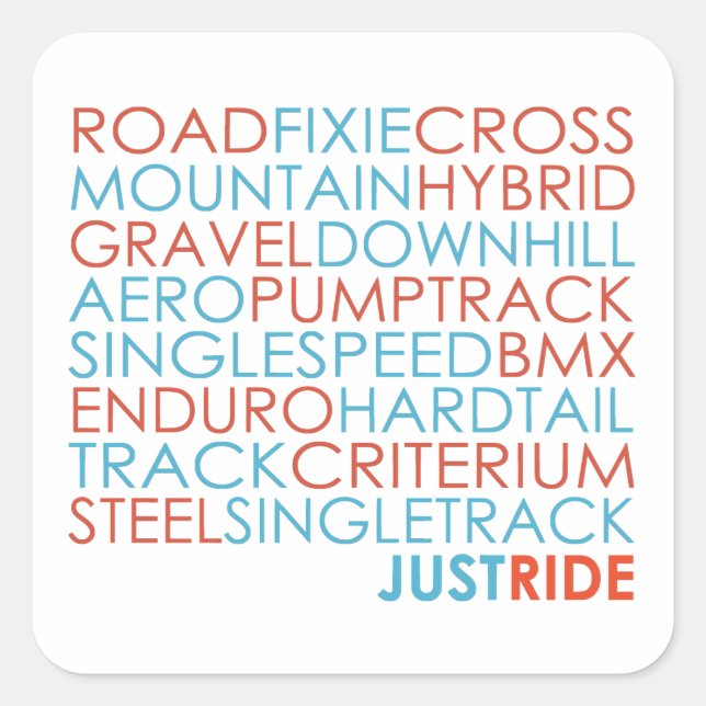 Pegatina Cuadrada Ciclismo Bicicletas Bicicleta de montaña (Anverso)
