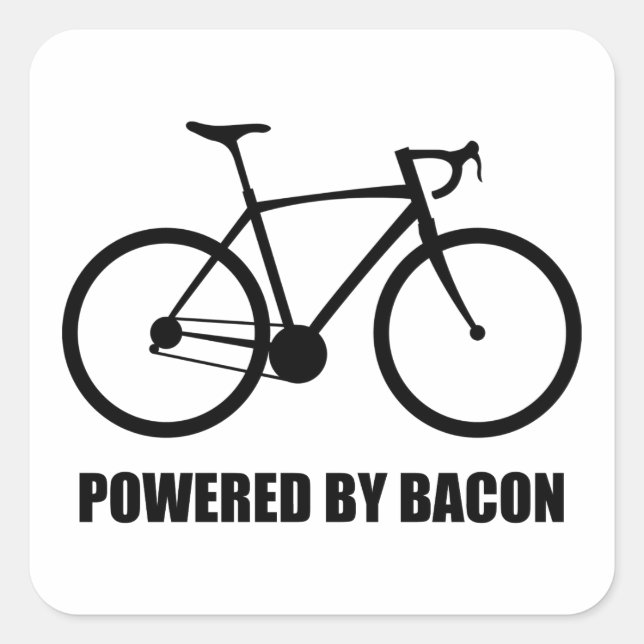 Pegatina Cuadrada Ciclismo Con Bacon (Anverso)