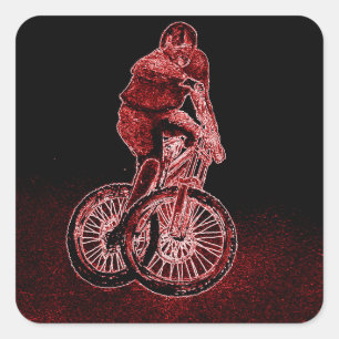 Pegatina Cuadrada Ciclismo de montaña