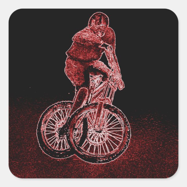 Pegatina Cuadrada Ciclismo de montaña (Anverso)