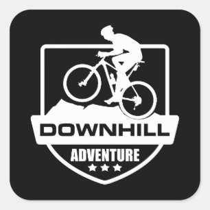 Pegatina Cuadrada Ciclismo de montaña cuesta abajo en MTB