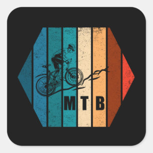 Pegatina Cuadrada Ciclismo de montaña vintage de descenso