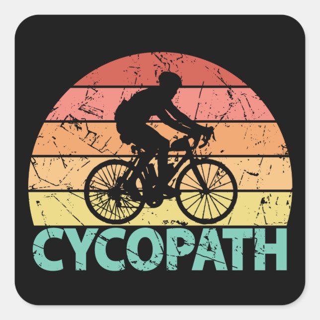 Pegatina Cuadrada Ciclismo divertido Cycopath (Anverso)