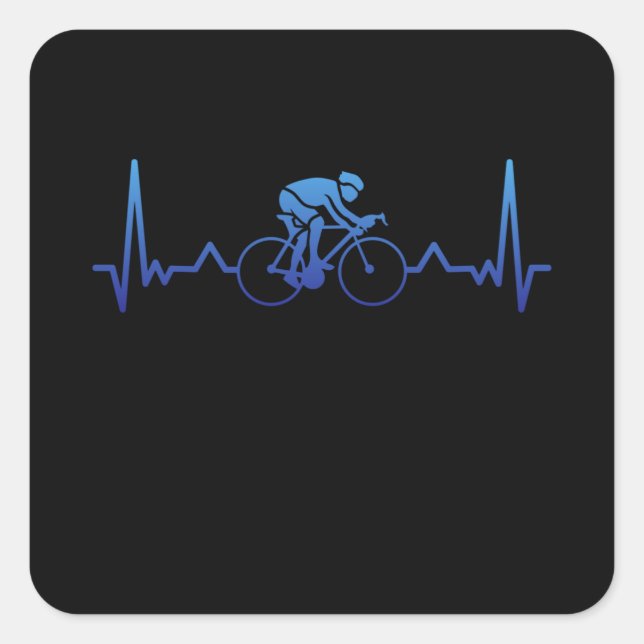 Pegatina Cuadrada Ciclismo en bicicleta Heartbeat Cycle Gift (Anverso)