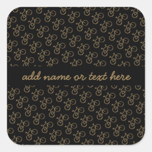 Pegatina Cuadrada Ciclista de ciclismo en bicicleta con patrón de mo