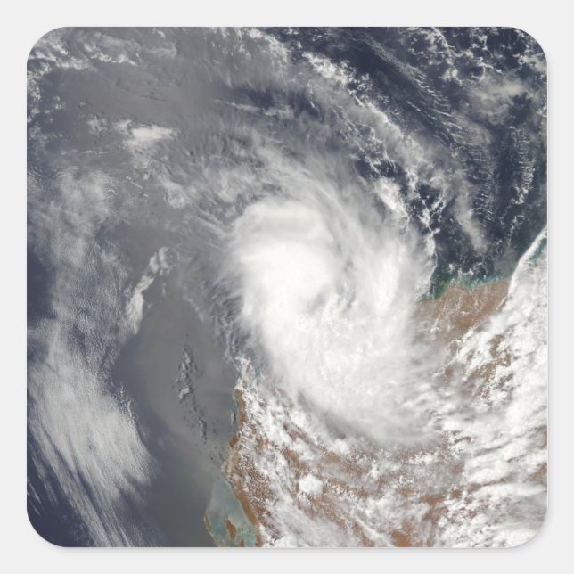 Pegatina Cuadrada Ciclón Dominic frente a las costas del oeste de Au (Anverso)