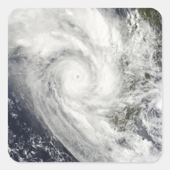 Pegatina Cuadrada Ciclón tropical Fanele sobre Madagascar (Anverso)