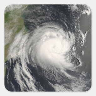 Pegatina Cuadrada Ciclón tropical Favio que se acerca a Mozambique