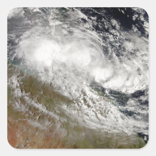 Pegatina Cuadrada Ciclón tropical Olga sobre el noreste de Australia (Anverso)