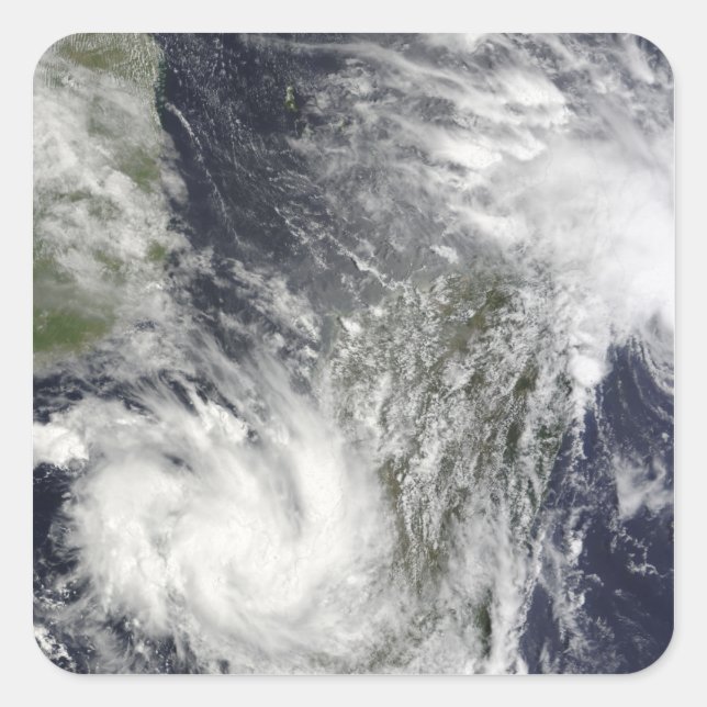 Pegatina Cuadrada Ciclones tropicales Eric y Fanele (Anverso)