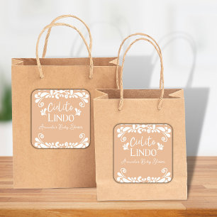 Pegatina Cuadrada Cielito Lindo Fiesta Mexicana Baby Shower Neutral