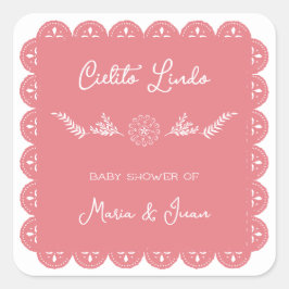 Pegatina Cuadrada Cielito Lindo Papel Picado Niña Ducha