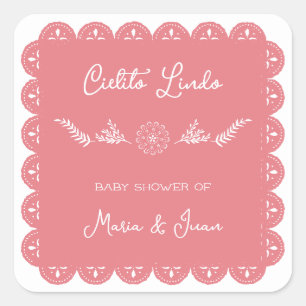 Pegatina Cuadrada Cielito Lindo Papel Picado Niña Ducha