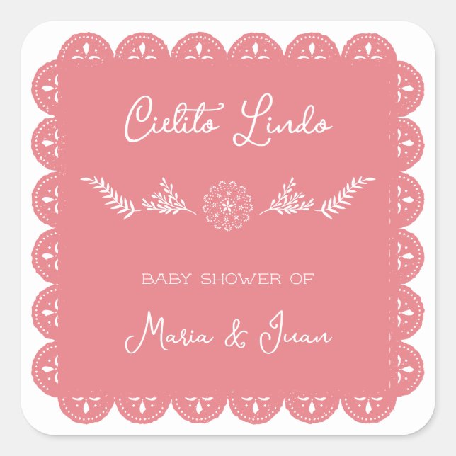 Pegatina Cuadrada Cielito Lindo Papel Picado Niña Ducha (Anverso)
