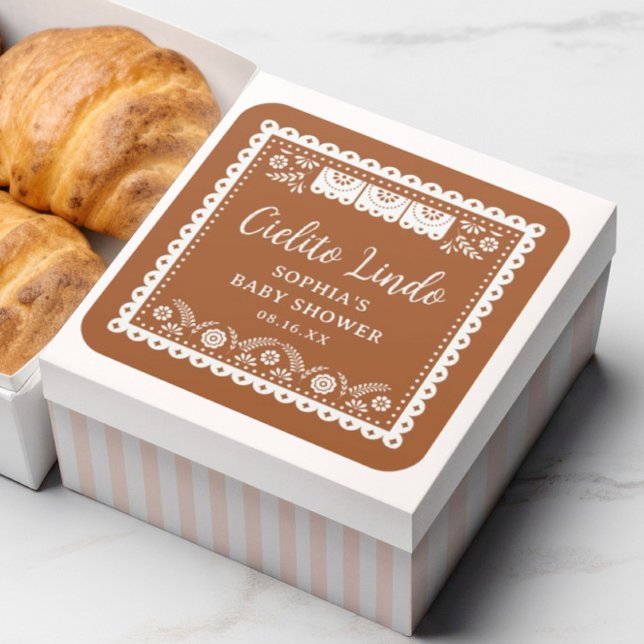 Pegatina Cuadrada Cielito Lindo Talavera Baby Shower mexicano (Subido por el creador)