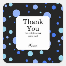 Pegatina Cuadrada Cielo azul cielo simple Polka Dot Black Gracias