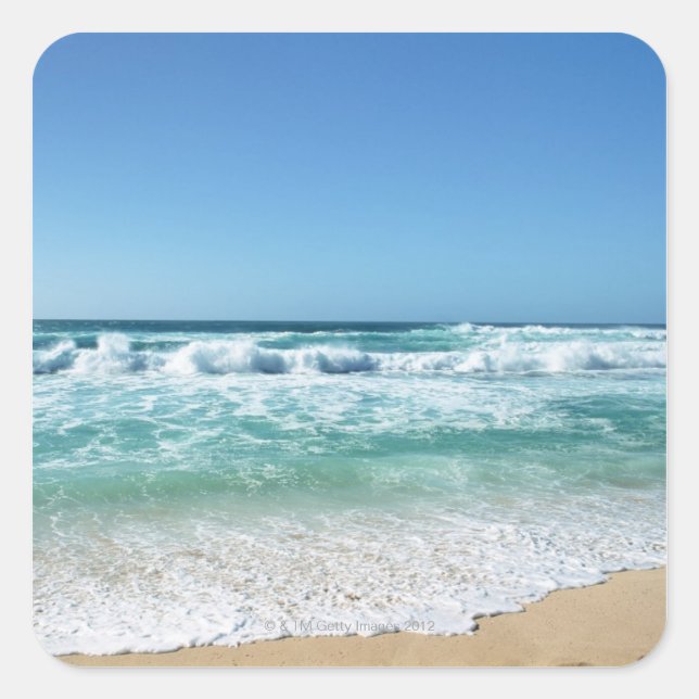 Pegatina Cuadrada Cielo azul y mar 18 (Anverso)