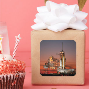 Pegatina Cuadrada Cielo rojo para el lanzamiento del transbordador e