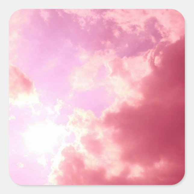 Pegatina Cuadrada Cielo rosa (Anverso)