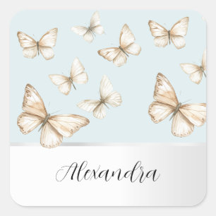 Pegatina Cuadrada Cielos Azules y Mariposas 