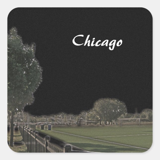 Pegatina Cuadrada Cielos negros de Chicago Park (Anverso)