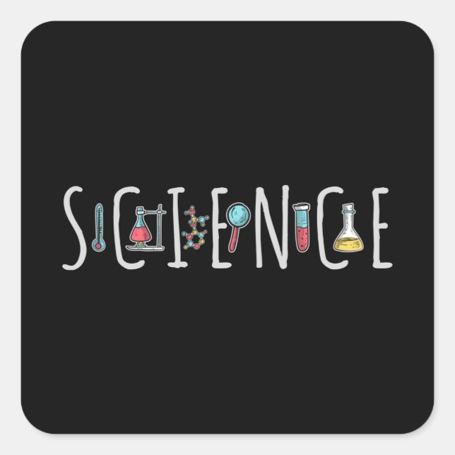 Pegatina Cuadrada Ciencia (Anverso)