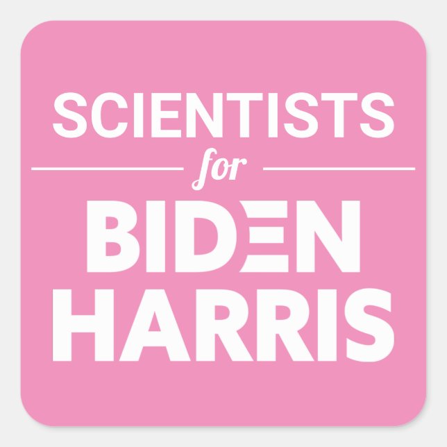 Pegatina Cuadrada Científicos para el Personalizado Biden Harris (Anverso)