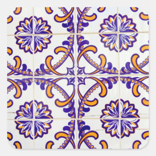 Pegatina Cuadrada Cierre de la pauta de mosaico, Portugal (Anverso)