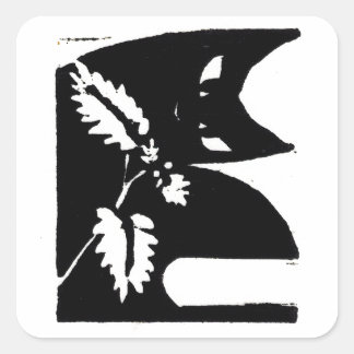 Pegatina Cuadrada Cierre de regalo de Pegatinas de arte gato origina